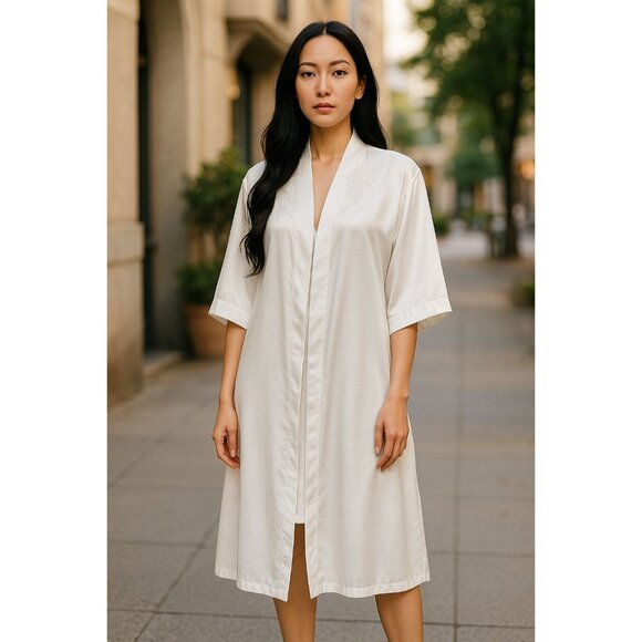 Vintage Intimo Amore Satin White Robe - Picture 1 of 9